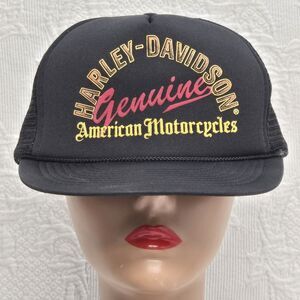 Vintage Harley Davidson Genuine American Motorcycles 80s Trucker Hat Snapback